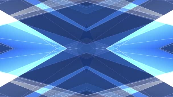 Abstracte symmetrische blauwe poligon vorm net glanzende wolk animatie achtergrond nieuwe kwaliteit dynamische technologie beweging kleurrijke videobeelden — Stockvideo