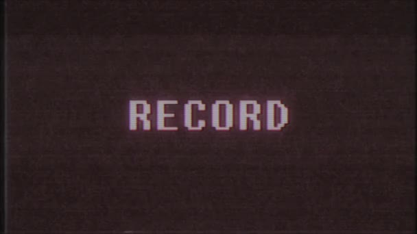 Retro videogame Record word tekst computer tv glitch-storingen lawaai scherm animatie naadloze loops nieuwe kwaliteit universele vintage beweging dynamische geanimeerde achtergrond kleurrijke vrolijke video m — Stockvideo