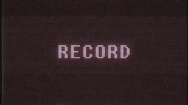 rétro jeu vidéo ENREGISTRER texte ordinateur tv glitch interférence bruit écran animation boucle transparente Nouvelle qualité universel vintage mouvement dynamique animé fond coloré joyeux vidéo m 