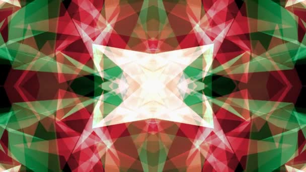 Abstract symmetrical GREEN RED polygon star shape net shiny cloud animation background new quality dynamic technology motion colorful video footage — Stock Video