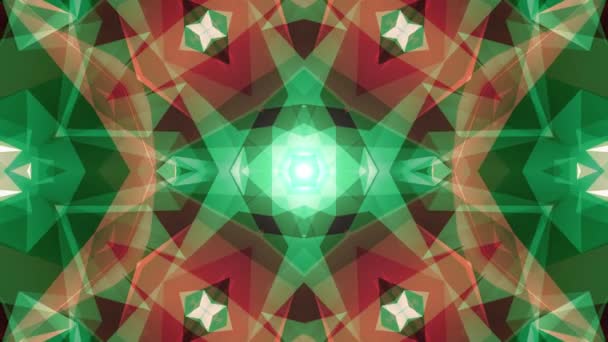 抽象的な対称緑赤ポリゴン星形純光沢のあるクラウド アニメーション背景新しい品質動的技術モーション カラフルな映像 — ストック動画
