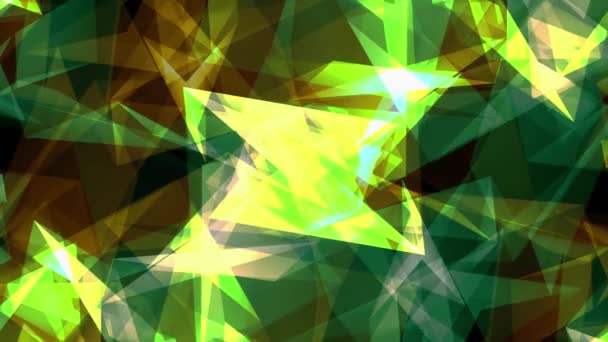 Abstract symmetrical GREEN YELLOW polygon star shape net shiny cloud animation background new quality dynamic technology motion colorful vídeo footage — Vídeo de Stock