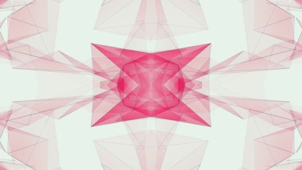 抽象对称红 poligon 形状网闪亮云动画背景新质量动态技术运动彩色视频画面 — 图库视频影像
