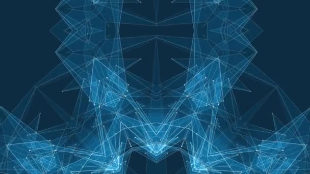 Абстрактний симетричний багатокутник BLUE форми мережі блискучої хмарної анімації фону нову якість динамічних технологій руху барвисті відеозаписи — стокове відео
