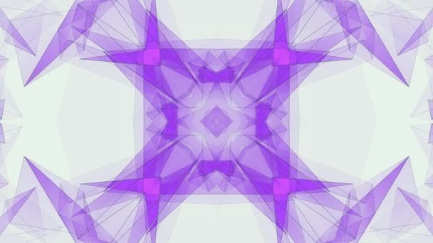 Abstracte symmetrische paarse poligon vorm net glanzende wolk animatie achtergrond nieuwe kwaliteit dynamische technologie beweging kleurrijke videobeelden — Stockvideo