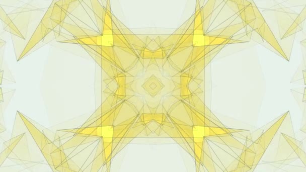 Abstrakta symmetriska gul poligon form netto molnet animation bakgrund nya kvalitet dynamisk teknik motion färgglada videofilmer — Stockvideo