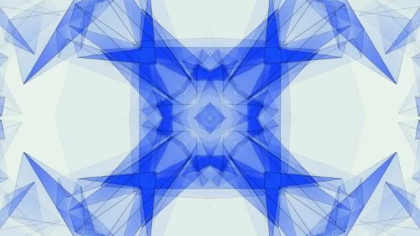 Abstrakta symmetriska blå polygon form netto glänsande molnet animation bakgrund nya kvalitet dynamisk teknik motion färgglada videofilmer — Stockvideo