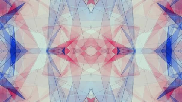 Abstrakta symmetriska blå röd polygon stjärnan formen netto glänsande molnet animation bakgrund nya kvalitet dynamisk teknik motion färgglada videofilmer — Stockvideo