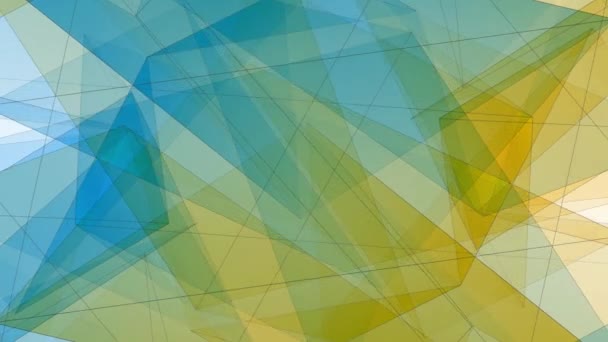 Abstract symmetrical BLUE YELLOW polygon star shape net shiny cloud animation background new quality dynamic technology motion colorful video footage — Stock Video