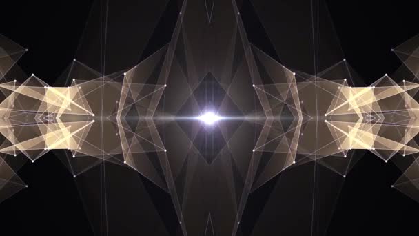 Abstrakte symmetrische gelbe Polygon Form Netz Wolke Animation Hintergrund neue Qualität dynamische Technologie Bewegung bunte Videomaterial — Stockvideo