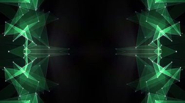 Soyut simetrik yeşil poligon şekil net parlak bulut animasyon arka plan yeni kalite Dinamik teknoloji hareket renkli video görüntüleri