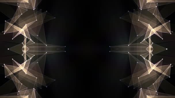 Abstracto simétrico AMARILLO forma de poligón red nube animación fondo nueva calidad dinámica tecnología movimiento colorido vídeo metraje — Vídeos de Stock