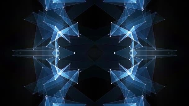 Abstracte symmetrische blauwe veelhoek vorm net glanzende wolk animatie achtergrond nieuwe kwaliteit dynamische technologie beweging kleurrijke videobeelden — Stockvideo