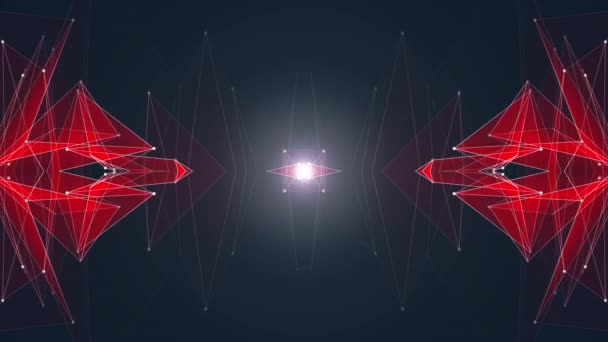 Abstrakte symmetrische rote Polygonform Netz glänzende Wolke Animation Hintergrund neue Qualität dynamische Technologie Bewegung bunte Videomaterial — Stockvideo