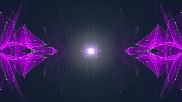 Abstrait symétrique PURPLE poligon forme net brillant nuage animation arrière-plan nouvelle qualité dynamique technologie mouvement coloré vidéo — Video