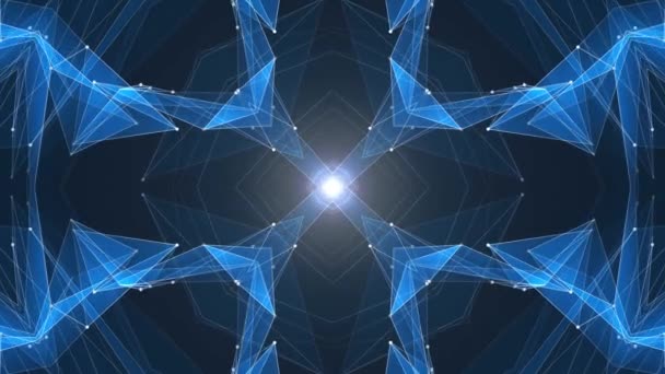 Abstrakte symmetrische blaue Polygonform Netz glänzende Wolke Animation Hintergrund neue Qualität dynamische Technologie Bewegung bunte Videomaterial — Stockvideo