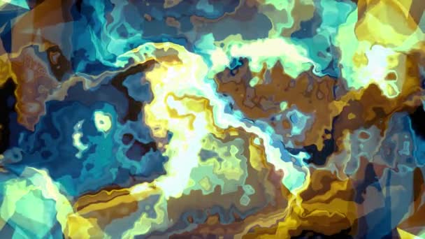 Digital turbulent energy neon BLUE YELLOW paint cloud soft moving waving animation background new unique quality art stylish colorful joyful cool nice motion dynamic beautiful vídeo footage — Vídeo de Stock