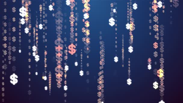 Slavnostní dolar symbol deště animace pozadí nové kvalitní tvar univerzální kouzlo motion dynamický animovaný barevné radostné dovolené hudební video záběry — Stock video