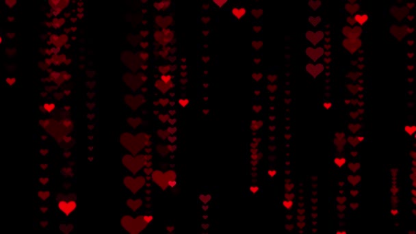 Праздничный символ сердечка Дождь анимация фон новое качество формы универсальная гламурная динамика движения анимированные красочные радостные праздничные музыкальные видео — стоковое видео