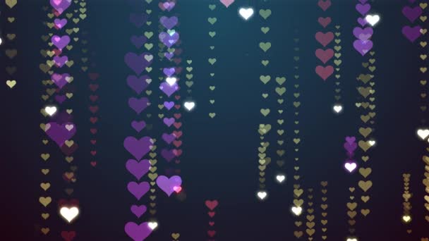 Festlich Herz Symbol Regen Animation Hintergrund neue Qualität Form universal Glamour Bewegung dynamisch animiert bunt fröhlich Urlaub Musik Videomaterial — Stockvideo