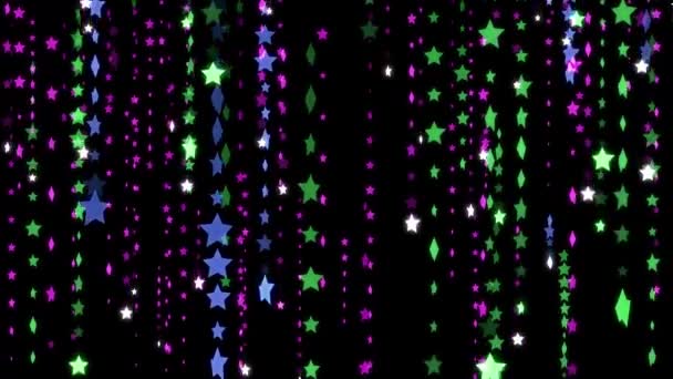 お祭りの星の雨アニメーション背景新しい品質形状ユニバーサルモーションインタ動的アニメーション カラフルな楽しい休日音楽ビデオ映像 — ストック動画