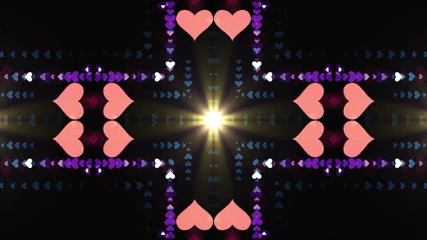Décoratif coeur en forme de lumières symétrique kaléidoscopique ethnique tribale psychédélique motif animation fond Nouvelle qualité rétro vintage vacances natif mouvement universel dynamique cool agréable joyeuse vidéo — Video
