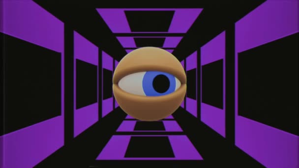 Retro VHS TV eye in tunnel looking around seamless loop background intro animation Nova qualidade universal vintage dinâmico animado colorido alegre agradável legal vídeo metragem — Vídeo de Stock