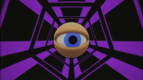 Retro VHS TV eye in tunnel looking around seamless loop background intro animation Nova qualidade universal vintage dinâmico animado colorido alegre agradável legal vídeo metragem — Vídeo de Stock