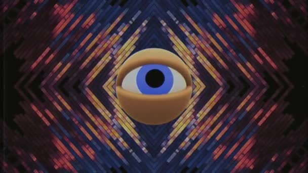 Retro VHS TV eye in pixel energy system looking around background intro animation Nova qualidade universal vintage dinâmico animado colorido alegre agradável legal vídeo metragem — Vídeo de Stock