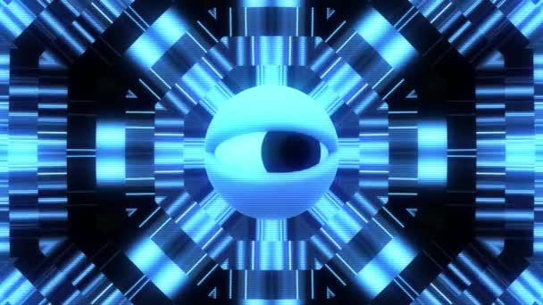 Hud tv screen eye in energy system looking around seamless loop background intro animation Nueva calidad universal vintage dinámico animado colorido alegre agradable vídeo fresco — Vídeo de stock