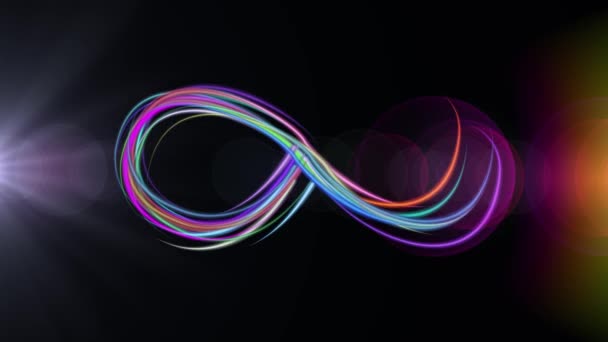 Neon arcobaleno colore disegnato elegante infinito simbolo linee strisce bella animazione sfondo Nuova qualità universale movimento dinamico animato colorato gioioso musica video — Video Stock