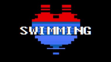 piksel kalp yüzme kelime metin aksaklık girişim ekran sorunsuz döngü animasyon arka plan yeni dinamik retro vintage neşeli renkli video görüntüleri