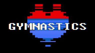 piksel kalp jimnastik kelime metin aksaklık girişim ekran sorunsuz döngü animasyon arka plan yeni dinamik retro vintage neşeli renkli video görüntüleri