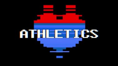 piksel kalp atletizm kelime metin aksaklık girişim ekran sorunsuz döngü animasyon arka plan yeni dinamik retro vintage neşeli renkli video görüntüleri