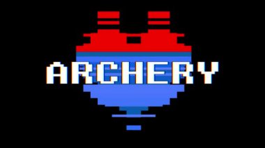 piksel kalp okçuluk kelime metin aksaklık girişim ekran sorunsuz döngü animasyon arka plan yeni dinamik retro vintage neşeli renkli video görüntüleri