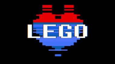 piksel kalp Lego kelime metin aksaklık girişim ekran sorunsuz döngü animasyon arka plan yeni dinamik retro vintage neşeli renkli video görüntüleri