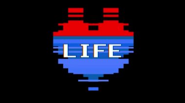 piksel kalp hayat kelime metin aksaklık girişim ekran sorunsuz döngü animasyon arka plan yeni dinamik retro vintage neşeli renkli video görüntüleri