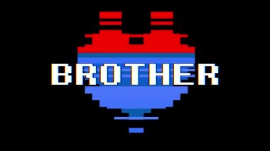 piksel kalp kardeşim kelime metin aksaklık girişim ekran sorunsuz döngü animasyon arka plan yeni dinamik retro vintage neşeli renkli video görüntüleri