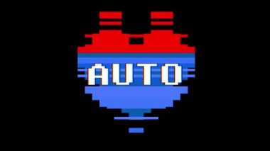 piksel kalp otomatik kelime metin aksaklık girişim ekran sorunsuz döngü animasyon arka plan yeni dinamik retro vintage neşeli renkli video görüntüleri