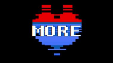 piksel kalp daha fazla kelime metin aksaklık girişim ekran sorunsuz döngü animasyon arka plan yeni dinamik retro vintage neşeli renkli video görüntüleri