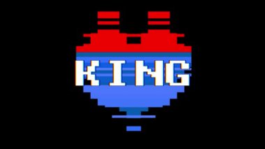 piksel kalp Kral kelime metin aksaklık girişim ekran sorunsuz döngü animasyon arka plan yeni dinamik retro vintage neşeli renkli video görüntüleri