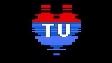 piksel kalp Tv kelime metin aksaklık girişim ekran sorunsuz döngü animasyon arka plan yeni dinamik retro vintage neşeli renkli video görüntüleri