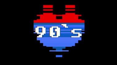 piksel kalp 90s kelime metin aksaklık girişim ekran sorunsuz döngü animasyon arka plan yeni dinamik retro vintage neşeli renkli video görüntüleri
