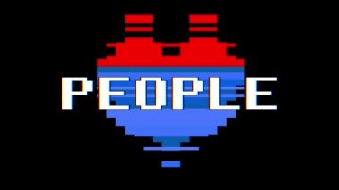 piksel kalp insanların kelime metin aksaklık girişim ekran sorunsuz döngü animasyon arka plan yeni dinamik retro vintage neşeli renkli video görüntüleri