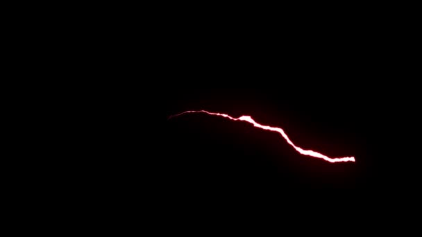 Animated Red Lightning bolt vlucht op zwarte achtergrond naadloze loops animatie nieuwe kwaliteit unieke natuur lichteffect videobeelden — Stockvideo