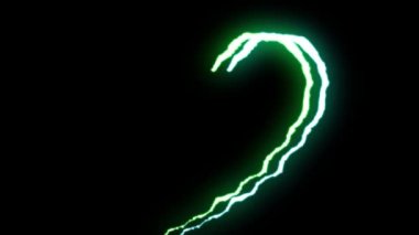 loopable mavi yeşil neon şimşek işareti kalp şekli uçuş siyah arka plan animasyon yeni kalite benzersiz doğa ışık efekti video görüntüleri
