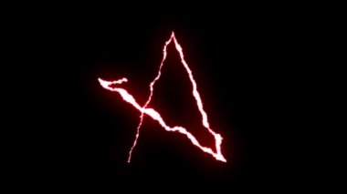 loopable kırmızı neon şimşek işareti yıldız sembolü şekil uçuş siyah arka plan animasyon yeni kalite benzersiz doğa ışık efekti video görüntüleri