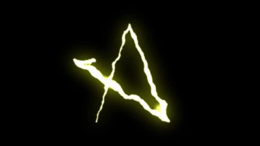 loopable sarı neon şimşek işareti yıldız sembolü şekil uçuş siyah arka plan animasyon yeni kalite benzersiz doğa ışık efekti video görüntüleri