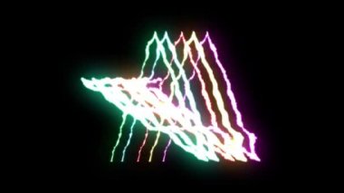 loopable gökkuşağı neon şimşek işareti yıldız sembolü şekil uçuş siyah arka plan animasyon yeni kalite benzersiz doğası üzerine ışık etkisi video görüntüleri