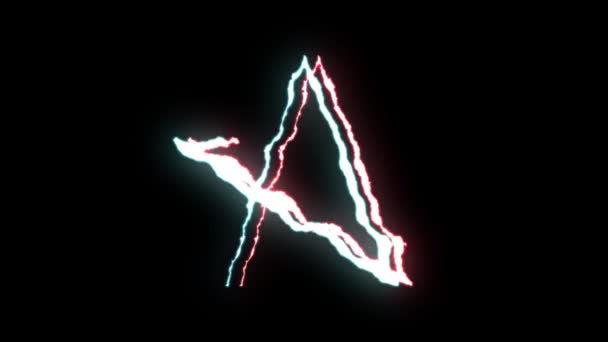 Loopable röd blå neon Lightning bolt Star symbol form flyg på svart bakgrund animation nya kvalitet unika natur ljus effekt videofilmer — Stockvideo